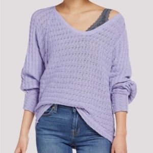 Free People We The Free Thien's Hacci Sweater Top Periwinkle Size Medium
